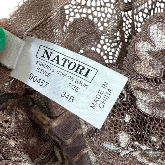 Natori Lace Teddy Bodysuit 34B New NWT Taupe Sheer Romantic Scalloped 90457 - Picture 6 of 7
